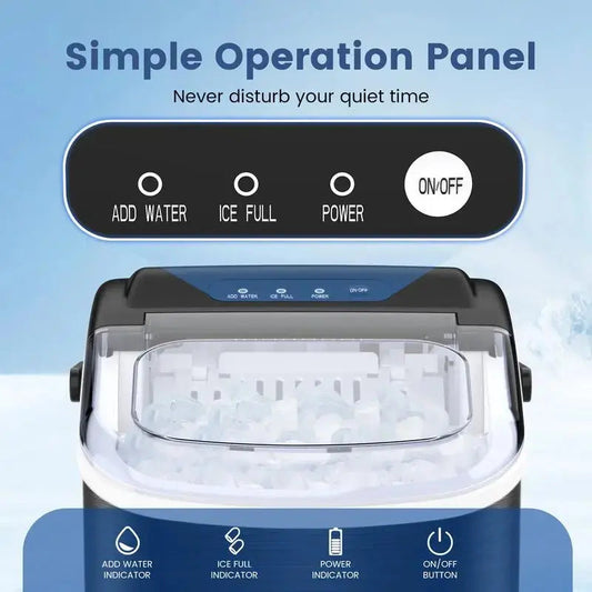 Portable Bullet Ice Maker – 9 Ice Cubes in 6 Mins, 26.5lbs/24H, Self-Cleaning Machine for Home, Party, RV ERIC SONG